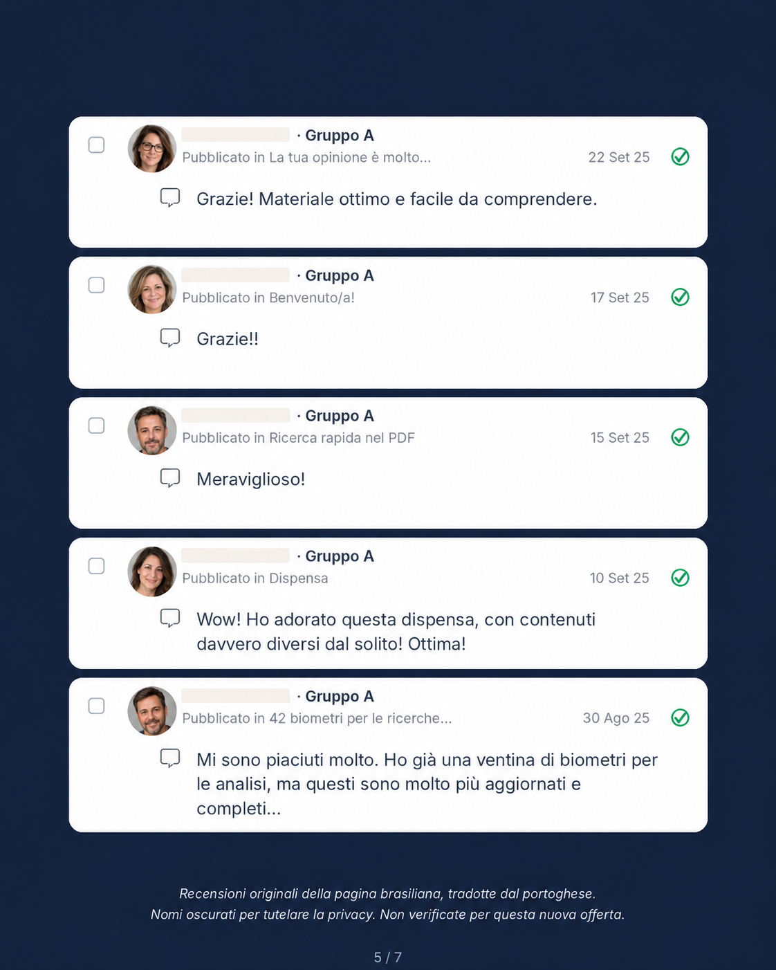 Recensioni tradotte, gruppo 5